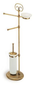 Stil Haus Idra, стойка: мыльница + полотенцедерж. + бумагодерж. + ерш, цвет бронза - белая керамика