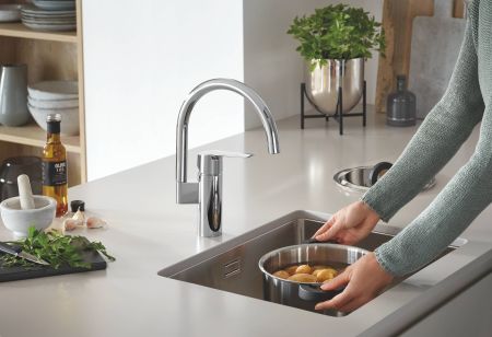 Смеситель для кухни GROHE Start 2021, C-образный высокий излив, хром (30469000)