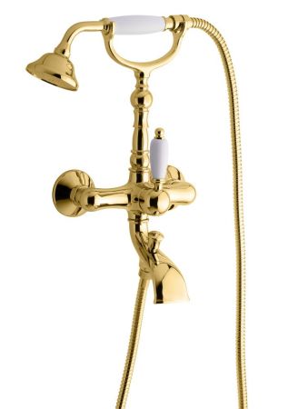 Смеситель Laguna с ручным душем для ванной, цвет золото