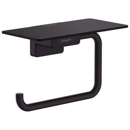 Бумагодержатель, Hansgrohe, AddStoris, без крышки, ширина, мм-150, глубина, мм-80, высота, мм-87, тип установки-настенный, крепления в комплекте, с полкой, цвет-черный матовый