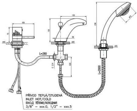 Смеситель на борт ванны Rav Slezak Dunaj Termostat DT271.5SZ