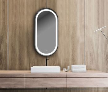 Xpertials Klara Capsula, зеркало 50х80 см, 2 датчика: LED подсветка с регулировкой яркости и антизапотевание, профиль черный матовый