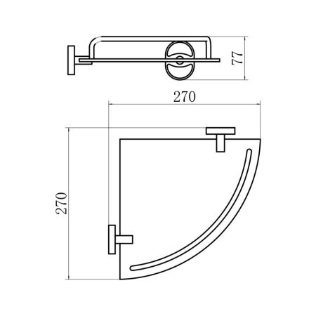 Полка стеклянная угловая FASHUN A1921-1, хром, артикул A1921-1