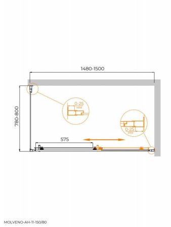 MOLVENO-AH-11-150/90-C-BORO-IV Душевой уголок, артикул MOLVENO-AH-11-150/90-C-BORO-IV