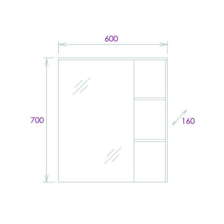 Шкаф-зеркало Onika Легран 60 дуб галифакс, универсальный, артикул 206071