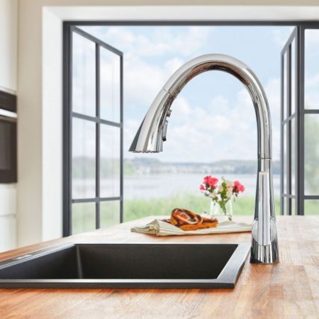 Смеситель для кухни GROHE Zedra New с выдвижной лейкой, хром (32294002), артикул 32294002