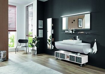 Комплект мебели Puris Rounds, 1220 мм, накладная раковина, цвет белый высокоглянцевый