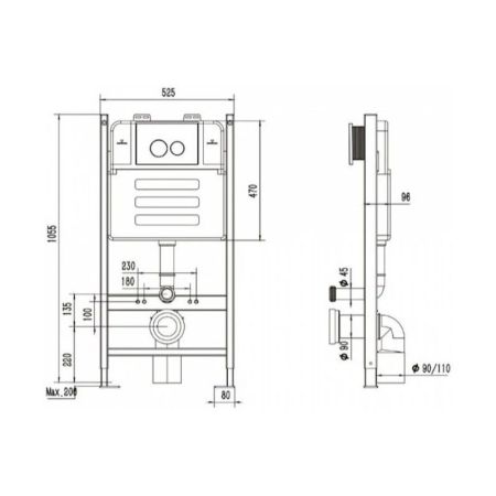 Инсталляция для подвесного унитаза Maretti AC11P5014, без клавиши, артикул AC11P5014