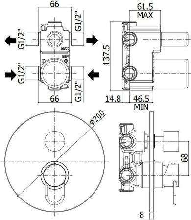 Смеситель для душа Paffoni Joker JK019CR (с внутренней частью), артикул JK019CR