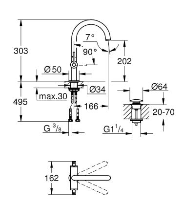 Смеситель для раковины GROHE Atrio New, суперcталь (21022DC3), артикул 21022DC3