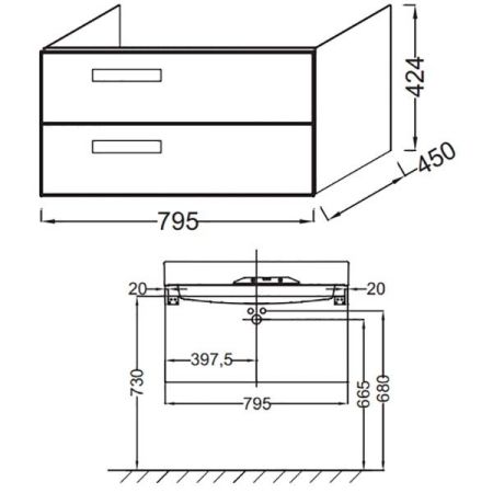 Тумба под раковину Jacob Delafon Rythmik 80 EB1303-E10 подвесная Квебекский дуб, артикул EB1303-E10