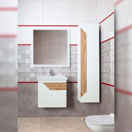 Комплект мебели для ванной Бриклаер БРАЙТОН 60, белый/дуб, артикул БРАЙТОН 60