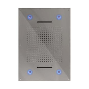Graffio Gipzy, прямоугольная  душевая головка 70х50 см  с 7 цветной LED подсветкой и 2 режимами: дождь, 2 каскадные струи, цвет хром