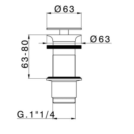 CISAL Донный клапан 1"1/4 для раковин без перелива, цвет хром