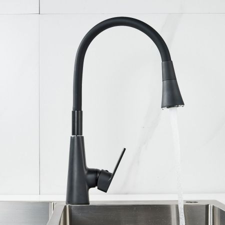 Смеситель для кухни с гибким изливом Raffine F313H-3, черный