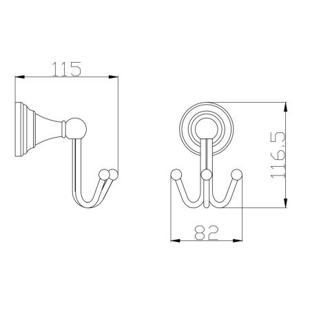 Крючок для ванной комнаты тройной Rav Slezak MORAVA MKA0105CMAT, черный, артикул MKA0105CMAT