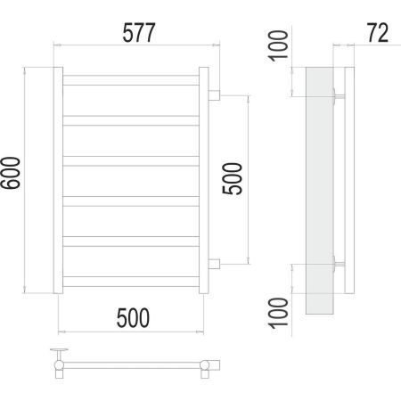 Полотенцесушитель водяной (боковое подключение) Terminus Аврора П6 50х60, артикул 4670078529886