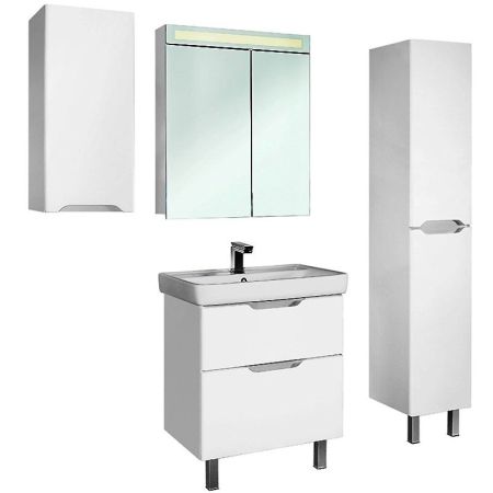 Тумба Q PLUS 55 см, подвесная/напольная, 2 ящика, с опорами, белый глянец