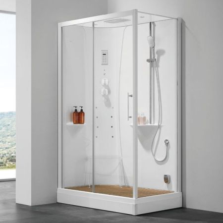 Душевая кабина SSWW B1602 L 120x80 с баней профиль Белый задняя стенка Белая