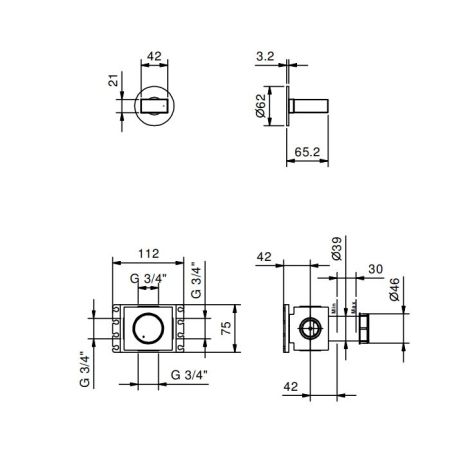 FANTINI VENEZIA Запорный вентиль, без ручки, внешняя часть, цвет Matt Gun Metal PVD, артикул 29 P5 N291SB