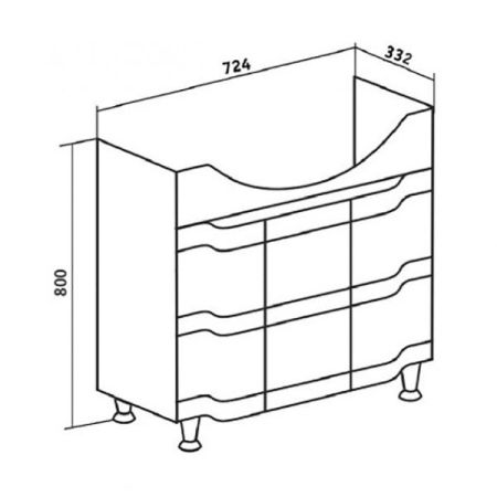 Тумба под раковину Runo Стиль 75 4620750025526 Белая