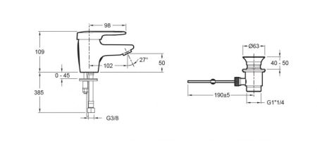 Смеситель для раковины Jacob Delafon Kandel E660RU-CP Хром, артикул E660RU-CP