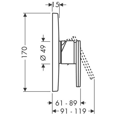 AXOR CITTERIO Смеситель для душа встраиваемый, однорычажный, внешняя часть, цвет хром, артикул 39655000
