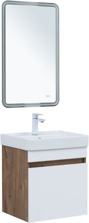 Тумба под раковину Aquanet Оптима 50 дуб рустикальный/белый сатин, артикул 00344790