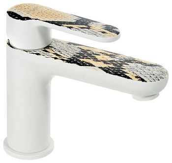 Emmevi Nefer, однорычажный смеситель для раковины с донным клапаном, цвет белый/питон