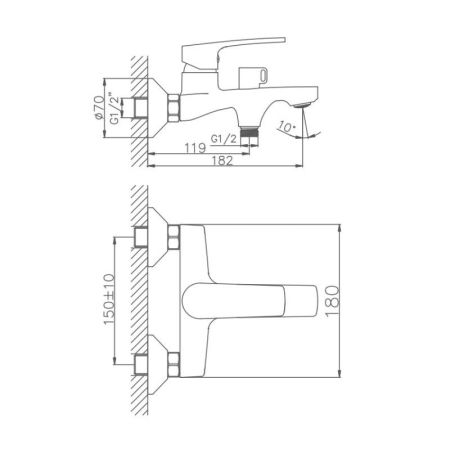 Смеситель для ванны Haiba HB60587, хром, артикул HB60587