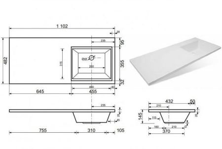 Раковина Эстет Даллас 110 R, артикул ФР-00001668