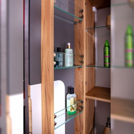 Шкаф пенал Бриклаер Форест 35 подвесной Антрацит со вставкой Пенёк