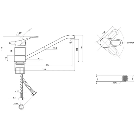 Смеситель для кухни Славен СЛ-ОД-Б21, хром
