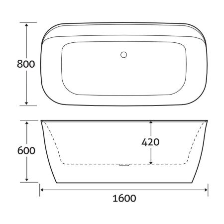 Акриловая ванна ARTMAX AM-316-1600-800, артикул AM-316-1600-800