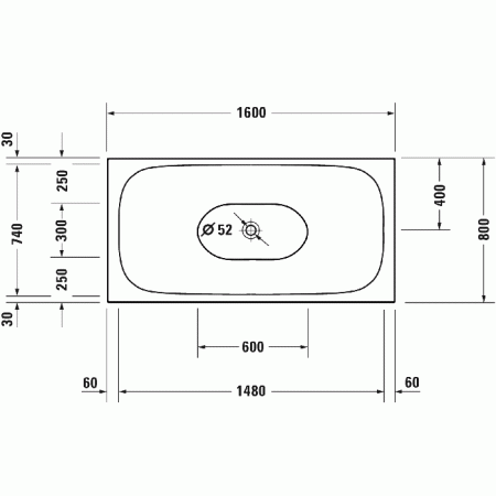 Duravit XViu Ванна отдельностоящая 1600х800мм, акриловая бесшовная панель, слив-перелив,, цвет: матовый черный, артикул 700444000B20000
