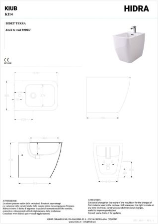 Hidra Kiub, напольное биде c крепежом, 54x336,5x43h см, цвет черный матовый, артикул KI14/026