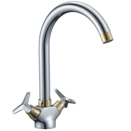 Смеситель для кухни Rossinka RS41-72U Хром Золото, артикул RS41-72U