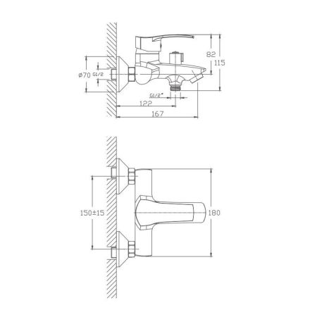 Смеситель для ванны Haiba HB6070, хром, артикул HB6070