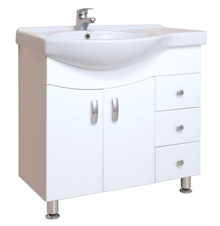 Тумба Onika Эльбрус 82 напольная, белая, крыло справа (ум. Коралл 82), артикул 108202