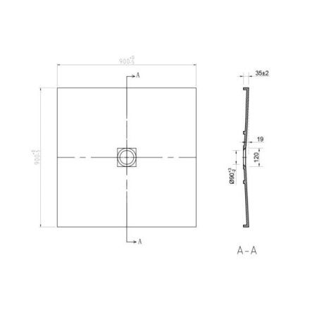 Душевой поддон из искусственного камня Vincea VST-2SR29090B 90x90 Черный матовый без сифона
