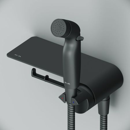 F0H8F922 Func, гигиенический набор со смесителем для душа с полкой, черный, шт., артикул F0H8F922