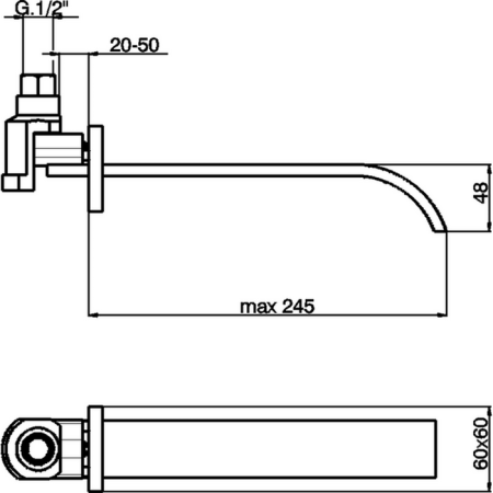 CISAL Wave Излив настенный 245 мм для ванны, цвет хром, артикул WA00024021