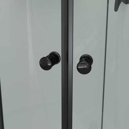 Душевая кабина полукруг, раздвижные двери, стеклянная, профиль чёрный- RGW AN-208B (Прозрачное, 900x900)