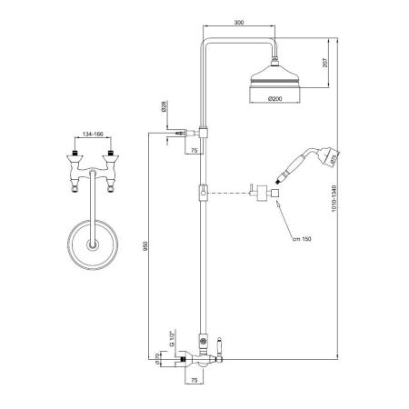 Душевая система Webert Dorian DO760405010, золото, артикул DO760405010