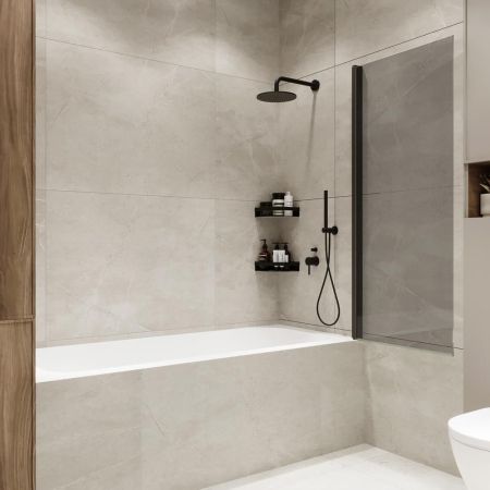 Шторка на ванну распашная Terminus Ното 150х70 тонированная, черный, артикул 2CW150х70BT