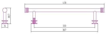 ПОЛКА прямая (L - 370 мм) н/ж для ДР "СУНЕРЖА" (Шампань), артикул 020-2012-0370