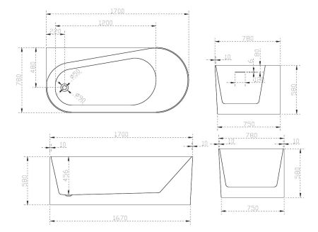 Акриловая ванна ABBER AB9496-1.7 L, артикул AB9496-1.7 L