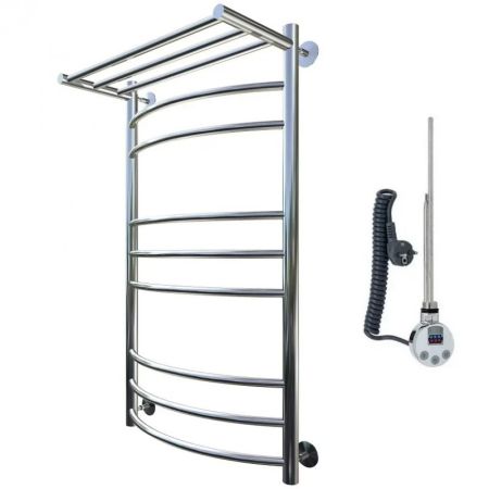 Электрический полотенцесушитель Тругор Приоритет 3 элТЭН 100x50 с полкой Хром, артикул Приоритет3/элТЭН10050П