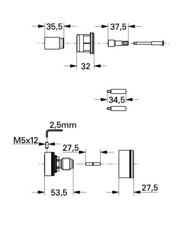 Комплект втулок-удлинений 27,5 мм GROHE 47358000 Комплект втулок-удлинений 27,5 мм GROHE 47358000
