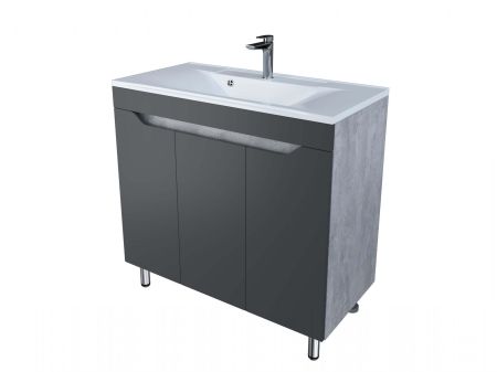 Тумба "Абигель 100", 3 дв., серый / цемент, Milen 100 / км, артикул SP-00001035